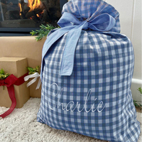 Sacs de Noël en Gingham pour Décoration d'Intérieur, Broderie Initiale Personnalisée, Sacs Cadeaux de Noël, Sachets à Bonbons, Vente en Gros