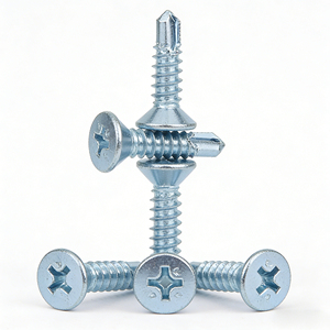 Bibo Yaente Factory M4.2 Blue-white Zinc-plated Countersunk <b>Flat</b> Head Self-drilling Drill Tail <b>Screw</b> for Color Steel Tile Metric - Product Image 4