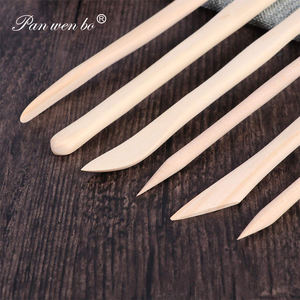Panwenbo Ensemble d'outils de sculpture en céramique de 14 pièces avec manche en bois Outils en argile de poterie avec sac à fermeture éclair en toile pour fournitures d'art - Product Image 2
