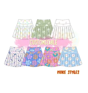 Custom Logo Girl Yoga Wear Kids Fitness Running Gym Sports Skorts With Shorts Girls Workout Skirts Floral Causal Sports Skirts