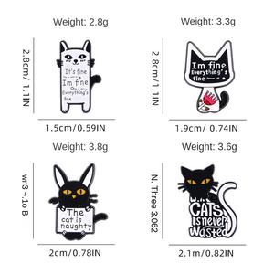 YINI Fabricante personalizado 4PCS Sarcastic Cat Resina epoxi Aleación de zinc Pins - Whimsical "It's Fine" Quote Pins Esmalte-texturizado - Product Image 3