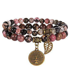 Nouveau <span class=keywords><strong>Bracelet</strong></span> <span class=keywords><strong>de</strong></span> perles <span class=keywords><strong>de</strong></span> pierres précieuses semi-précieuses naturelles <span class=keywords><strong>Arbre</strong></span> <span class=keywords><strong>de</strong></span> <span class=keywords><strong>vie</strong></span> et breloque <span class=keywords><strong>de</strong></span> feuille Chakra Energy Healing Stretch Double Row <span class=keywords><strong>Bracelet</strong></span> - Product Image 6