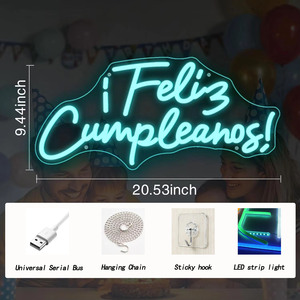 Spanish Happy Birthday LED Neon Indoor Hanging Ambient Light Shop <b>Sign</b> Wall Decoration Light Entrance Indicator Light 5V 12V - Product Image 2