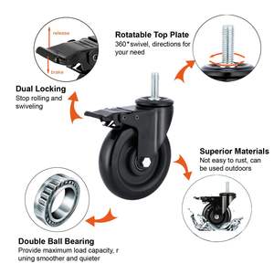 Stangenrollen <span class=keywords><strong>5</strong></span> Zoll Rollen Sicherheits-Doppelverriegelung 1500Lbs Schwerlast Gewinde-Eisenstangenrollen Geräuschlose Schwenkrollen - Product Image 3