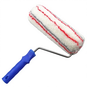Yep 9" Haute Qualité Type Européen Épais Acrylique DIY Industriel OEM Rouleau de <span class=keywords><strong>Peinture</strong></span> <span class=keywords><strong>pour</strong></span> Couture 18mm à Poils Gris et Rayures Rouges <span class=keywords><strong>pour</strong></span> Mur - Product Image 1