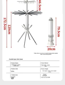 Perchero giratorio 3 en 1 de 360 grados con forma de pulpo, tendedero metálico plegable de pie para balcón, dormitorio y hogar - Product Image 6