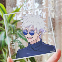 Dessous de verre en acrylique personnalisé impression UV double face tapis de tasse en acrylique personnalisé sous-verre en plastique personnalisé tapis de tasse d'anime en gros