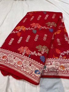 Sari Banarasi de Georgette Tassur Puro Semi con Exquisitos Detalles Tejidos a Mano de Tilfi Meena y Trabajo Multicolor Meenakari - Product Image 6