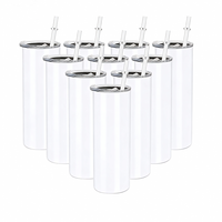 Gobelets de sublimation droits et fins en acier inoxydable à double paroi de 20 oz avec paille, en gros, depuis l'entrepôt des États-Unis