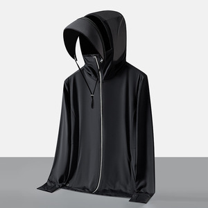 <strong>Lightweight</strong> Quick Dry Custom Logo Ice Silk Sun Protection Rash Guard Coat UV Protection <strong>Men</strong> Women Summer <strong>Jacket</strong> With Hood Cap - Product Image 5