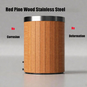 Baignoire de glace en acier inoxydable 304 avec structure en bois de pin rouge canadien, design naturel pour la récupération musculaire et le bien-être en extérieur - Product Image 1