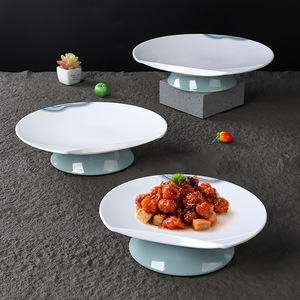Assiette demi-lune sur pied en mélamine, résistante aux chutes, pour banquets d'hôtel, présentation de plats, forme irrégulière, usage commercial pour restaurants - Product Image 2