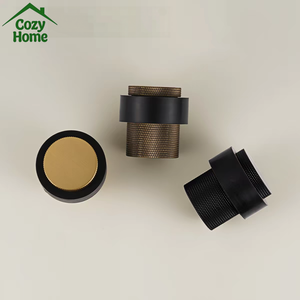 Fermaporta Rotondo in Ottone Massiccio Anticato, Protezione Murale Antiscivolo con Paracolpi in Gomma - Product Image 4