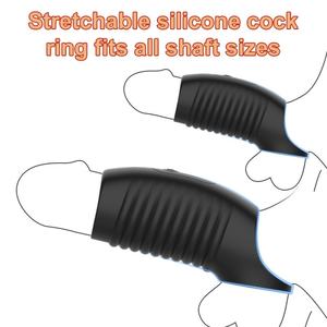 Mainan seks Dildo hitam cincin Penis ekstender lengan Penis silikon dengan ekstensi cincin Penis bergetar - Product Image 5