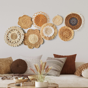 Set <span class=keywords><strong>de</strong></span> table rond en lin tissé à la main 38 cm, motif soleil et goutte d'eau, naturel, minimaliste, résistant à la chaleur, antidérapant, style bohème pour table à manger - Product Image 3