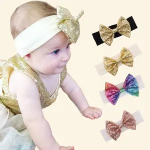 Regenbogen Kleine Mädchen Pailletten Haarband Kleinkinder Prinzessin Haar Clips Kinder Großen Bogen Haar Pins Nette Elastische Haar Dekoration Schöne