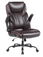 Chaise de bureau exécutive contemporaine pivotante en cuir PU noir, réglable en hauteur, confortable pour l'utilisation d'ordinateurs, mobilier de bureau à domicile
