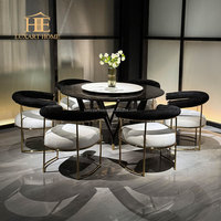 Tables à manger rondes extensibles en verre trempé de design italien, ensembles de meubles de luxe modernes pour la maison, pour appartements et hôtels