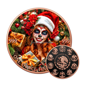 1oz .999 Reines Kupfermünze Weihnachts-Zuckerschädel Catrina Farbige Gedenkmünze Mexikanischer Adler Souvenir Metallmünze - Product Image 3