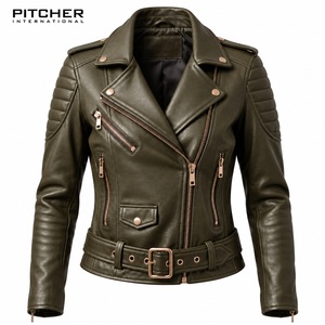 Chaqueta de Cuero Genuino para Mujer al por Mayor para Marcas de Moda Estadounidenses, Proveedor al por Mayor de Chaquetas de Cuero para Mujer OEM - Product Image 5
