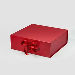 주문 인쇄 로고 빨간 숙녀 지갑 리본으로 포장하는 호화스러운 선물 선물 상자