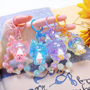Colgante de llavero de ratón con cuentas creativas, colgante de acrílico galvanizado, regalo lindo, bolsa de oso de helado, colgante de encanto, llavero de coche, regalo - Product Image 1