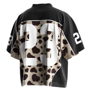 เสื้อฟุตบอลย้อนยุคสไตล์อเมริกันแบบยูนิเซ็กซ์ พร้อมแผ่นปะหมายเลขลายเสือดาวสุดคลาสสิก ผลิตจากผ้าตาข่ายแห้งเร็ว เหมาะสำหรับวันแข่งขัน - Product Image 2