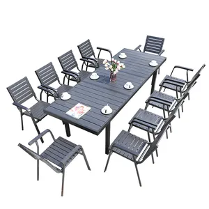 ECO freundliche recycling outdoor möbel schwarz wood plastic composites Table & Chairs 11pcs
