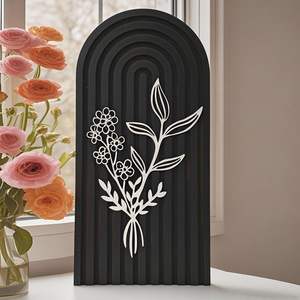 Bandeja Decorativa Floral en Forma de Arco de Madera, Estilo Bohemio, Decoración para Sala de Estar, Adorno Artesanal de Madera Sólida - Product Image 2