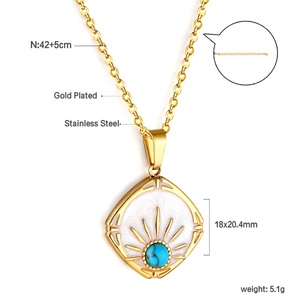 Joyería de Moda al por Mayor, Collar con Colgante de Ojo de Luna Personalizado en Acero Inoxidable, Chapado en Oro de 14K/18K para Mujeres y Niñas - Product Image 5