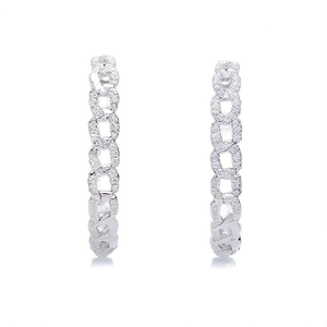 Pendientes de Aro Charme de Lujo, Chapados en Oro Blanco, Plata 925, Cristal, Diamantes de Imitación, Diseño Geométrico con Microincrustaciones, Unisex, para Uso Diario - Product Image 1