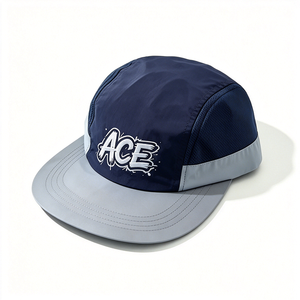 ACE Graffiti Printed Canvas 5 Panel Camp Cap Navy Grey Quick Dry Mesh Panel Sports Travel Outdoor Unisex - Product Image 6