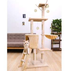 Arbre à chat d'intérieur <span class=keywords><strong>de</strong></span> luxe grande tour en bois moelleux avec griffoirs à plusieurs niveaux Matériau en sisal durable - Product Image 6
