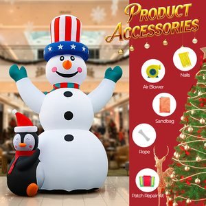 Muñeco de nieve inflable gigante de 26 pies, decoración navideña para exteriores, muñeco de nieve grande con pingüino para fiesta, Patio, jardín, césped, Navidad - Product Image 6