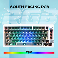 LMK81 Kit Keyboard Mekanik Nirkabel Tri Mode CNC Aluminium Gasket Barebones dengan Tombol Putar, Lampu Latar RGB, dan Dukungan VIA 81-Tombol