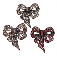 Broche Nœud Papillon Vintage en Alliage Incrusté de Diamants, Bestseller Transfrontalier, Élégante Épingle de Corsage Haut de Gamme, Accessoire Parfait pour Costumes