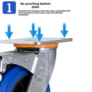 Roues en caoutchouc TPR bleues à haute élasticité de 3, 4 et 5 pouces, de qualité moyenne à robuste, pour chariots à outils, roulettes pivotantes à double <span class=keywords><strong>axe</strong></span>, freins silencieux - Product Image 3