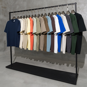 T-shirt décontracté en coton lourd 305 GSM, tricoté, tons terreux, coupe oversize, manches courtes, unisexe, streetwear - Product Image 6