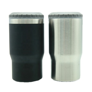 Precio de fábrica 14oz 4 en 1 Lata de acero inoxidable Soporte para enfriador de <span class=keywords><strong>cerveza</strong></span> con 2 tapas para botella de <span class=keywords><strong>cerveza</strong></span> de 12oz Lata delgada - Product Image 2