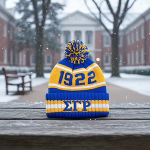 Bonnet tricoté Sigma Gamma Rho bleu roi avec broderie 1922, unisexe, chaud pour l'hiver, en acrylique - Product Image 2