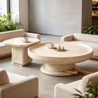 Meubles de salle à manger modernes en marbre, design rond et carré à base basse, pour appartement, intérieur résidentiel