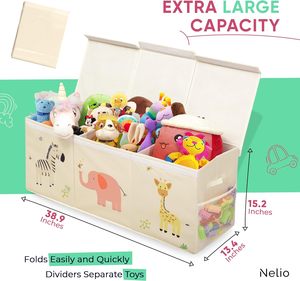Hộp đồ chơi cho trẻ em thêm lớn, trang trí đồ chơi đóng mở hộp lưu trữ với nắp đậy, đồ chơi tổ chức và lưu trữ - Product Image 2
