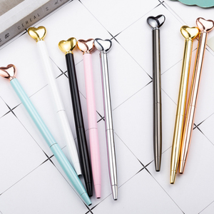 Logotipo personalizado de oro y de plata chapado en oro rosa negro varios slim color pluma de metal de los niños bolígrafo con forma de corazón en la parte superior - Product Image 1