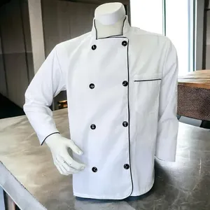 Giacca da Chef Dove a Maniche Lunghe in Twill di Cotone Unisex, Uniforme da Cucina - Product Image 3