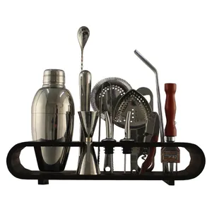 Kit da barista di vendita caldo Set da 20 pezzi con Set completo di strumenti da Bar professionali con Rack in bambù