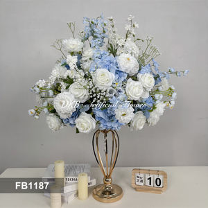 Arreglos Florales Artificiales Realistas para Mesa de Boda, Centros de Mesa Decorativos Hechos a Mano con Rosas Blancas y Azules de Seda - Product Image 2