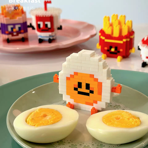 Wholesale Micro Building <strong>Blocks</strong> Toys with Funny Plastic Construct Custom <strong>Brick</strong> Figures Foods Hamburg Avocado Bread Chips Cake - Product Image 5