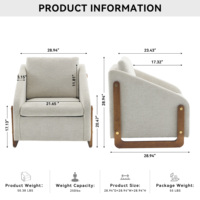 Fauteuil en tissu chenille capitonné avec cadre latéral en bois, siège et dossier rembourrés, élément décoratif élégant pour la maison, le bureau, le bar, les loisirs
