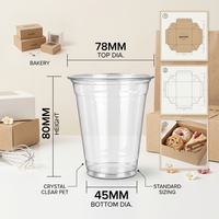 Gobelet en plastique transparent jetable avec couvercle, 8oz, 10oz, 12oz, 16oz, 24oz, 32oz, avec impression personnalisée du logo, film d'étanchéité PP/PET, pour desserts, bubble tea, café
