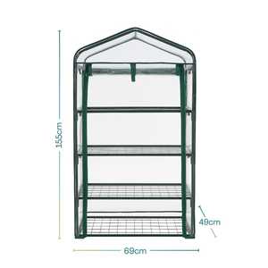 4 Tier Mini Greenhouse For <b>Plants</b> 69x49x155 Cm Steel <b>Frame</b> With Pvc Cover Balcony Indoor Use - Product Image 2